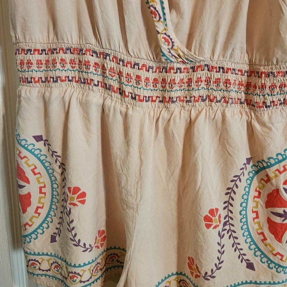 Flying tomato lined lightweight short romper Beige Colorful Aztec design L - Picture 5 of 7